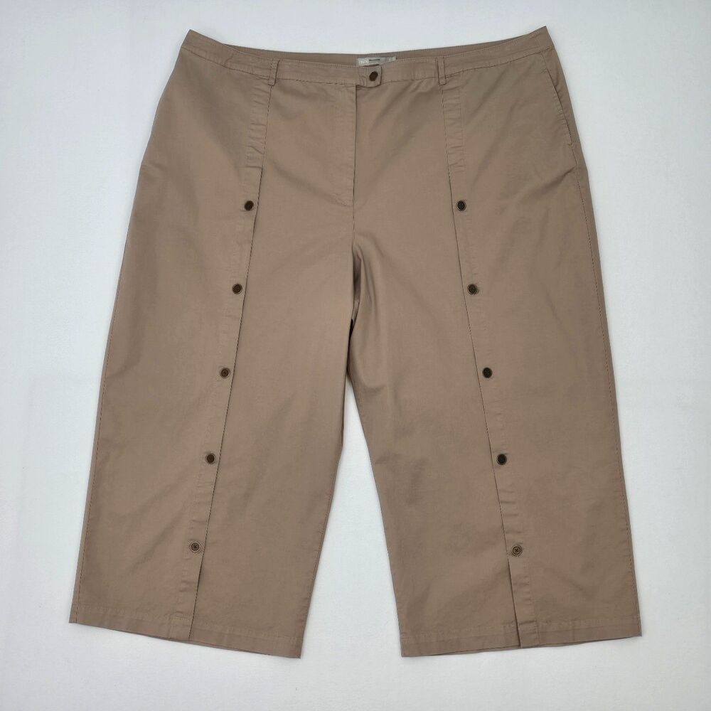 ASOS Design Curve Women’s Size 24 Tan Wide Button Leg Stretch Cotton Ankle Pants